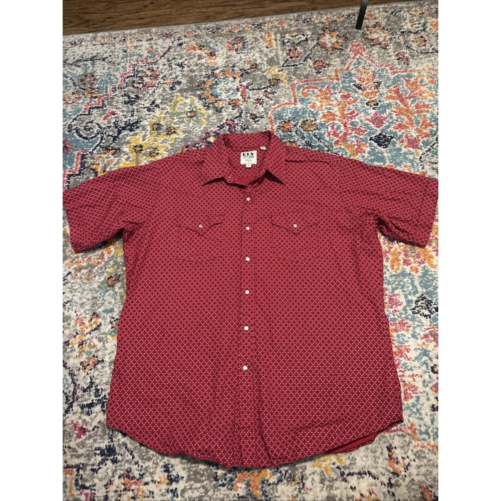 Ely Cattleman Pearl Snap‎ Short Sleeve Western Shirt Sz XL